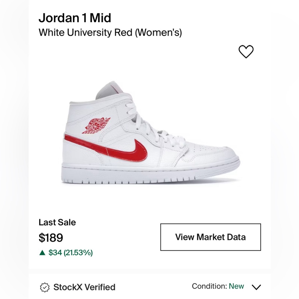 Jordan 1 Mid’s, University Reds, Women’s Size 9.5